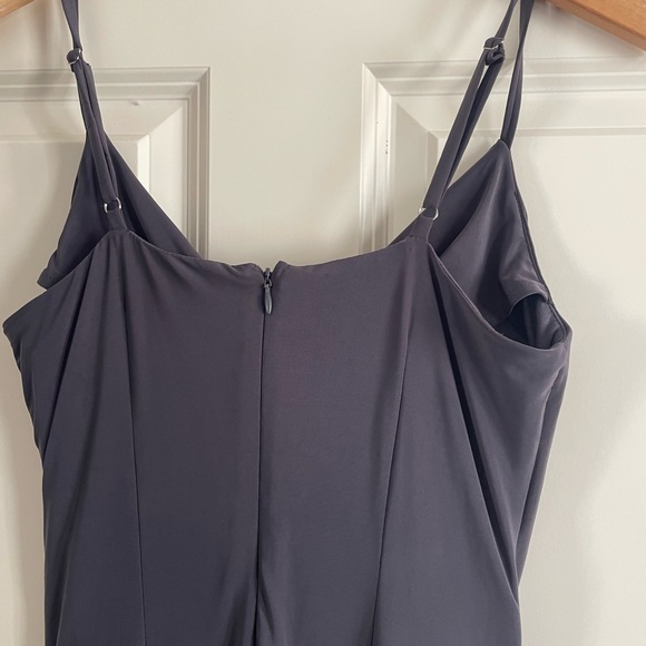 Guess Asymmetrical Cowl Neck Charcoal Dress Rushed Straps - Picture 8 of 13